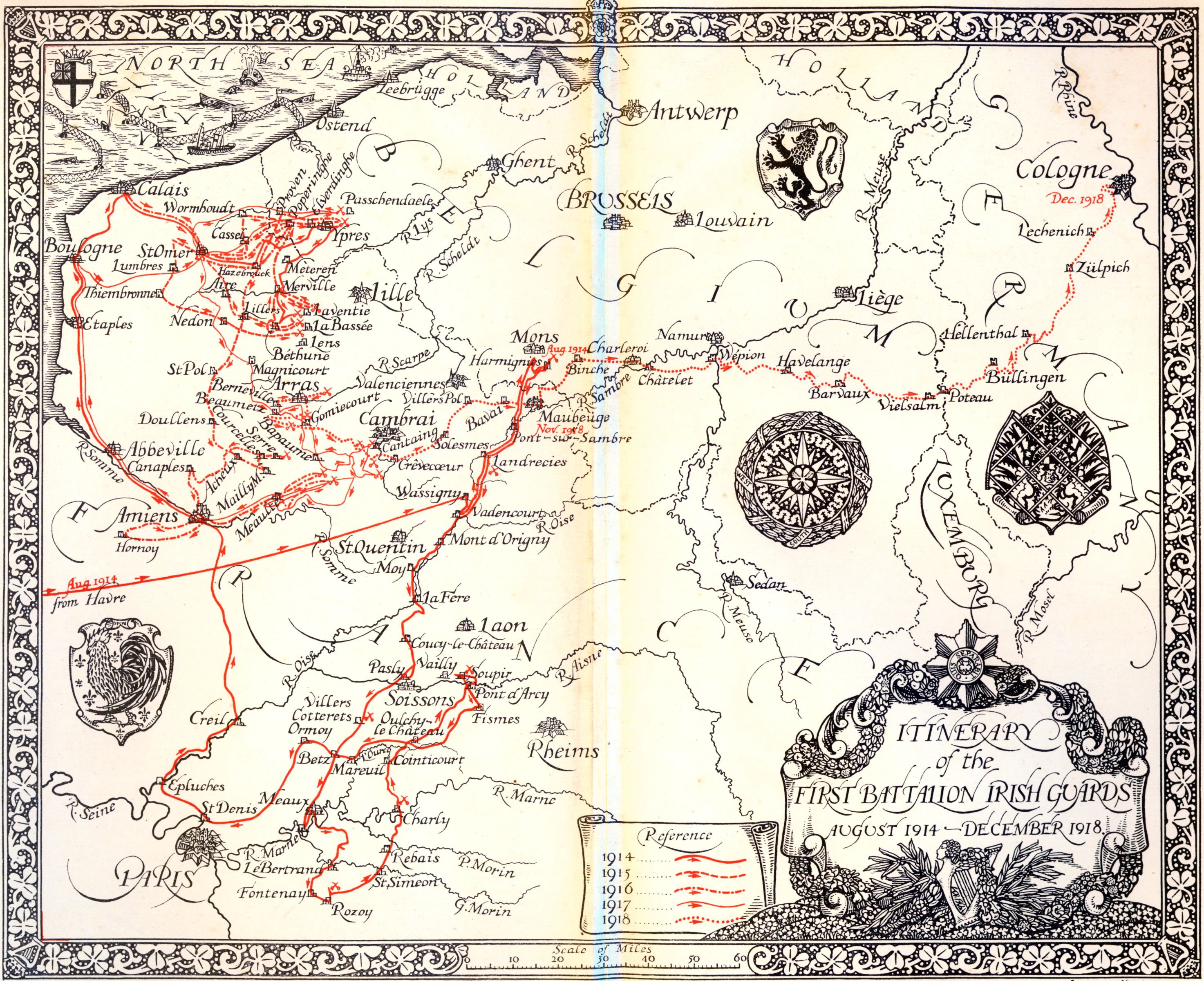 Itinerary of the First Battalion Irish Guards